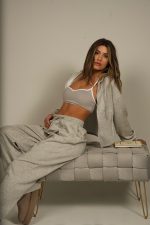 LA Crop Zip Hoodie Grey - Image 4