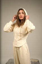 LA Crop Zip Hoodie Butter Yellow - Image 2