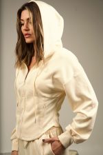 LA Crop Zip Hoodie Butter Yellow