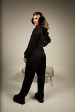 LA Crop Zip Hoodie Black - Image 2