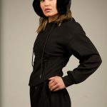 LA Crop Zip Hoodie Black