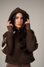 Icon Crop Hoodie Brown - Image 5