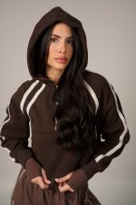Icon Crop Hoodie Brown