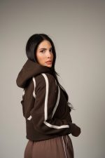 Icon Crop Hoodie Brown - Image 2