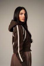 Icon Crop Hoodie Brown - Image 3